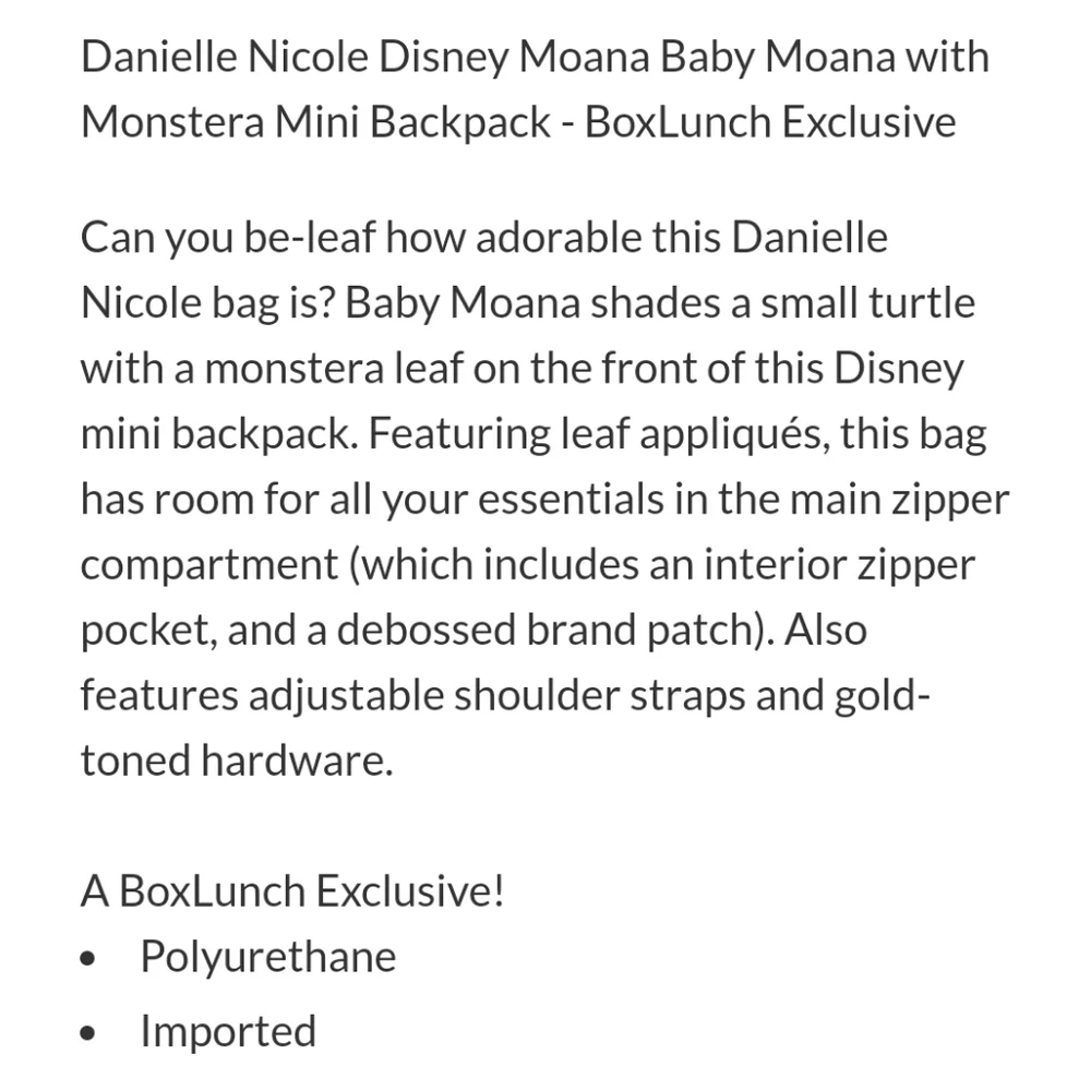 Danielle Nicole Disney Moana Baby Moana with Monstera Mini Backpack - Picture 5 of 11